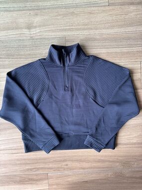 ZELLA Navy Ottoman Rib Quarter Zip Sweatshirt Size Small